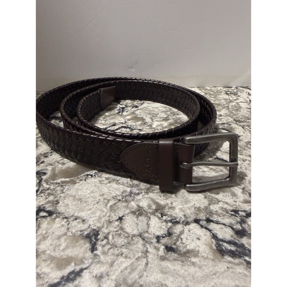 Wrangler Bonded Leather Braided Belt 54" Long Made in Vietnam 1 1/4" Brown
